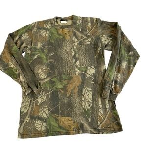 Vintage Liberty Camo Tshirt Long Sleeves Sz Medium Reg Y2K